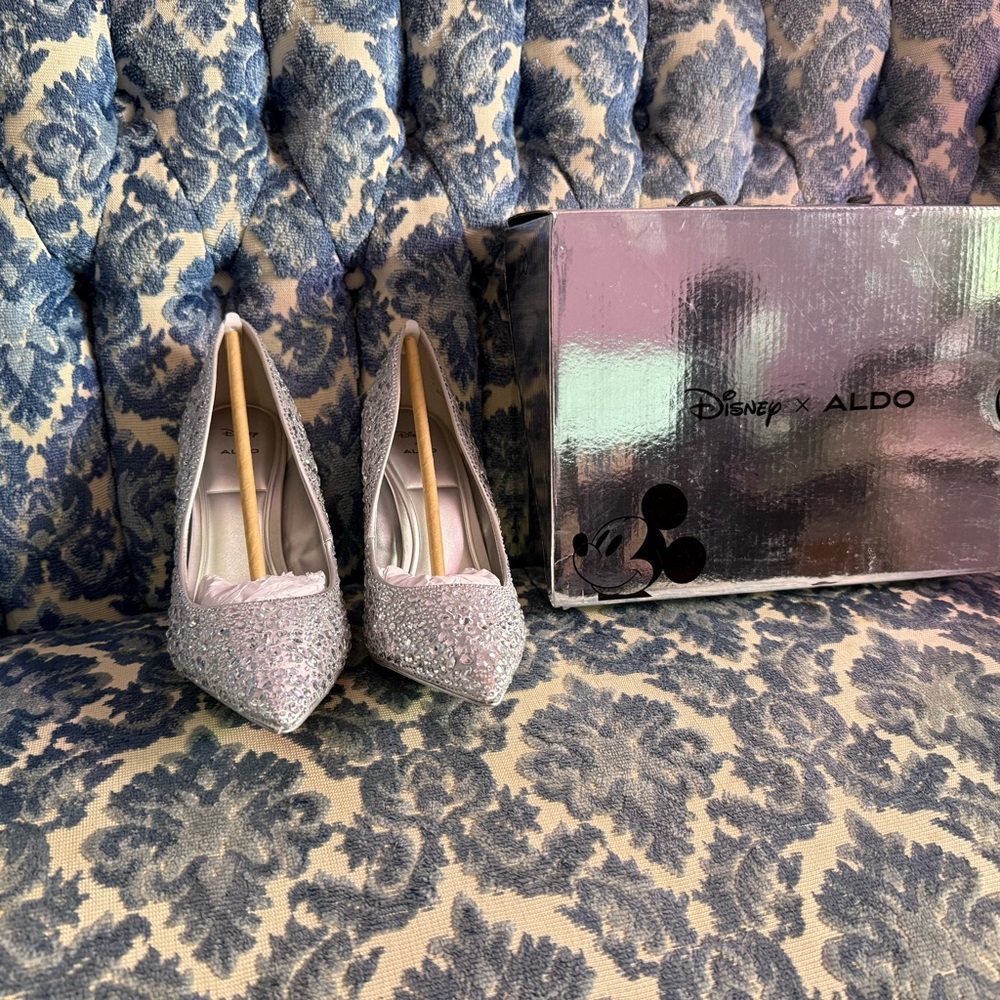 Disney x Aldo Silver and Crystal Disney 100 Heels